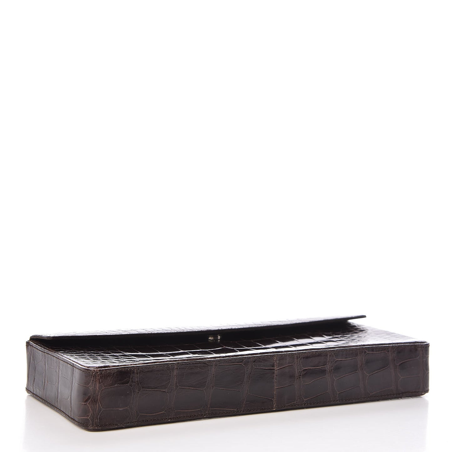 Calfskin Crocodile Embossed Clutch Moro