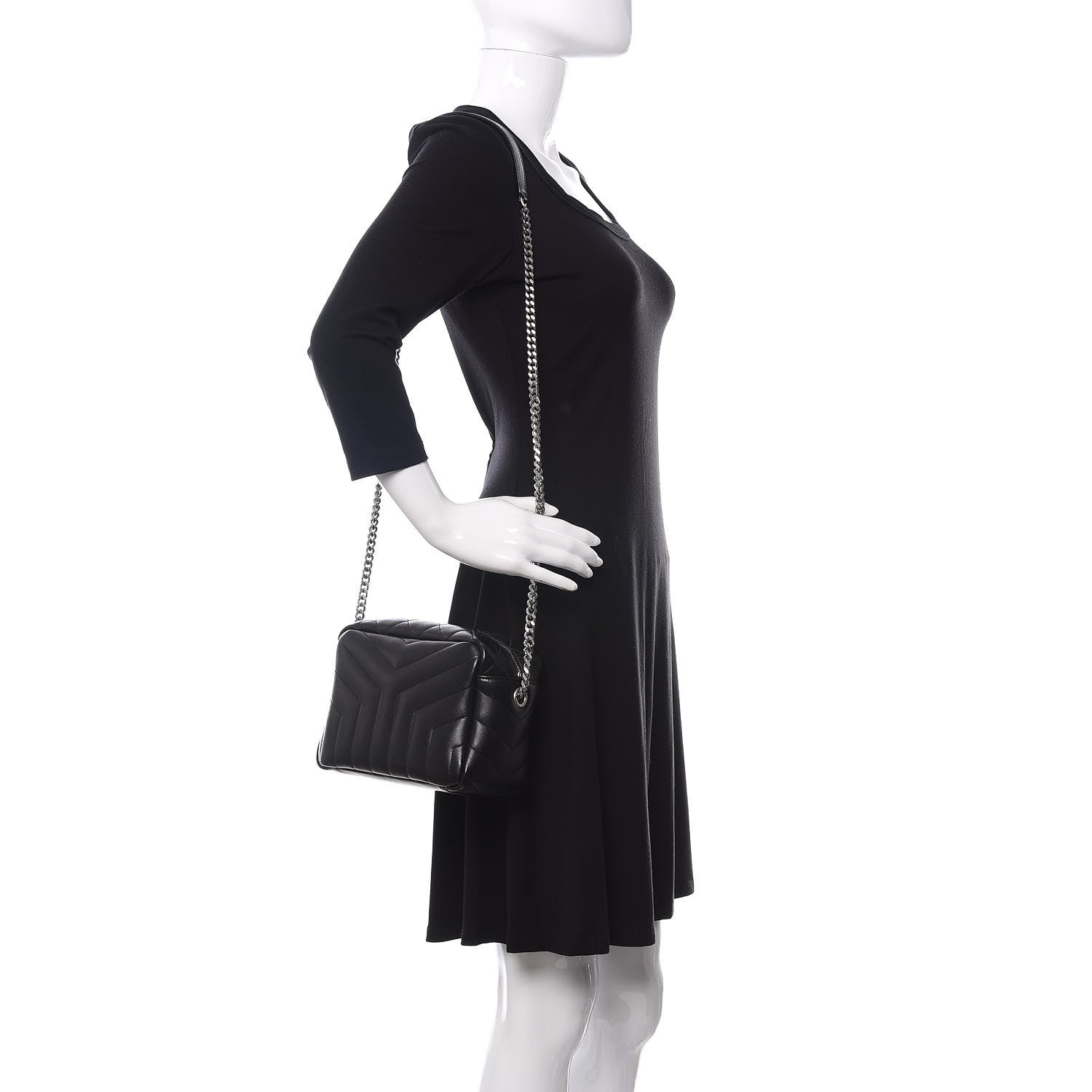 Saint Laurent Calfskin Y Quilted Monogram Small Loulou Bowling Bag Black 2 of 9