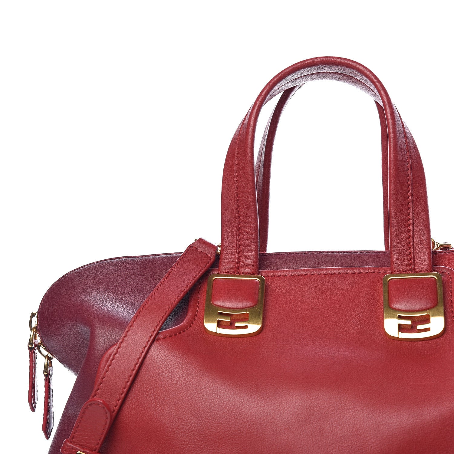 Fendi Vitello Capra Alabama Colorblock Large Chameleon Tote Ciliegia Bordeaux Ruby 8 of 12