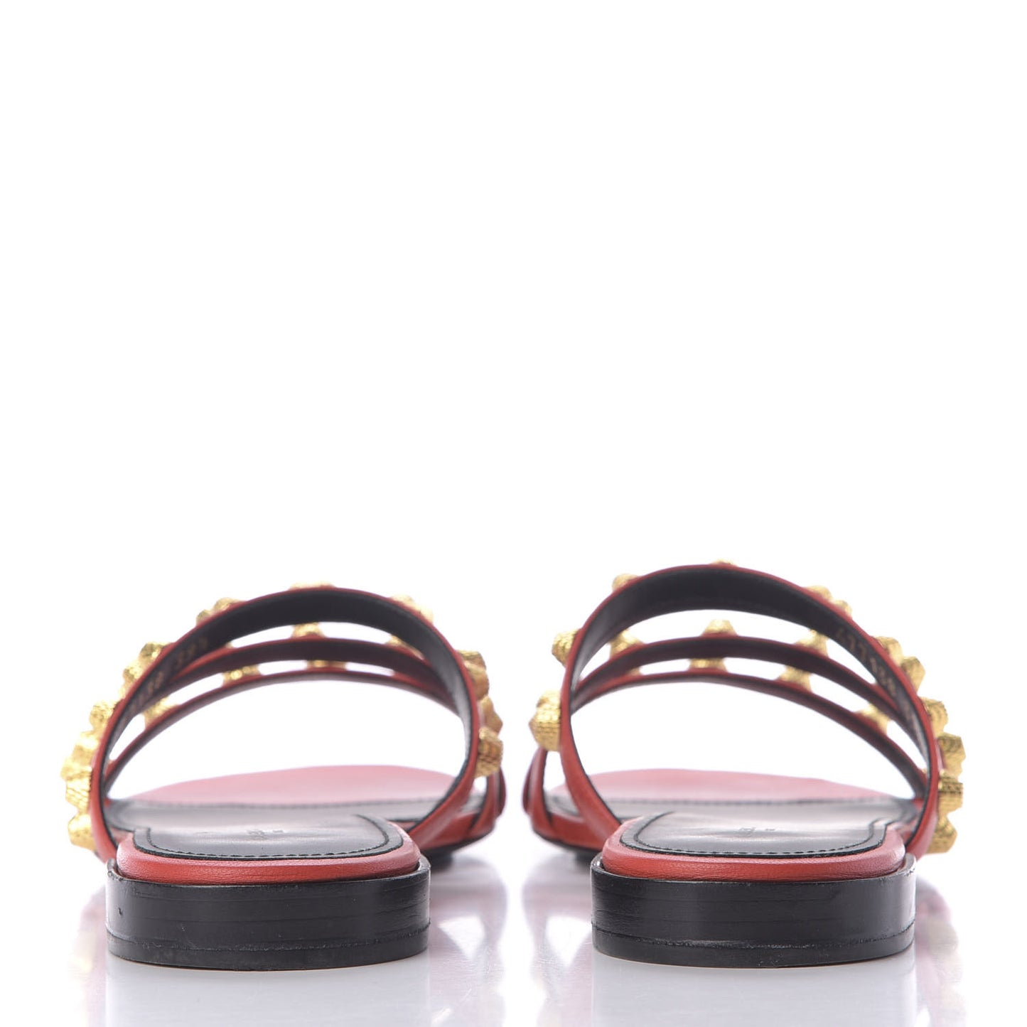 Agneau Lambskin Giant Gold Stud Sandals 39.5 Rouge Vermillion