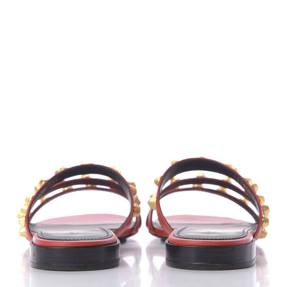 Balenciaga Agneau Lambskin Giant Gold Stud Sandals 39.5 Rouge Vermillion 5 of 13