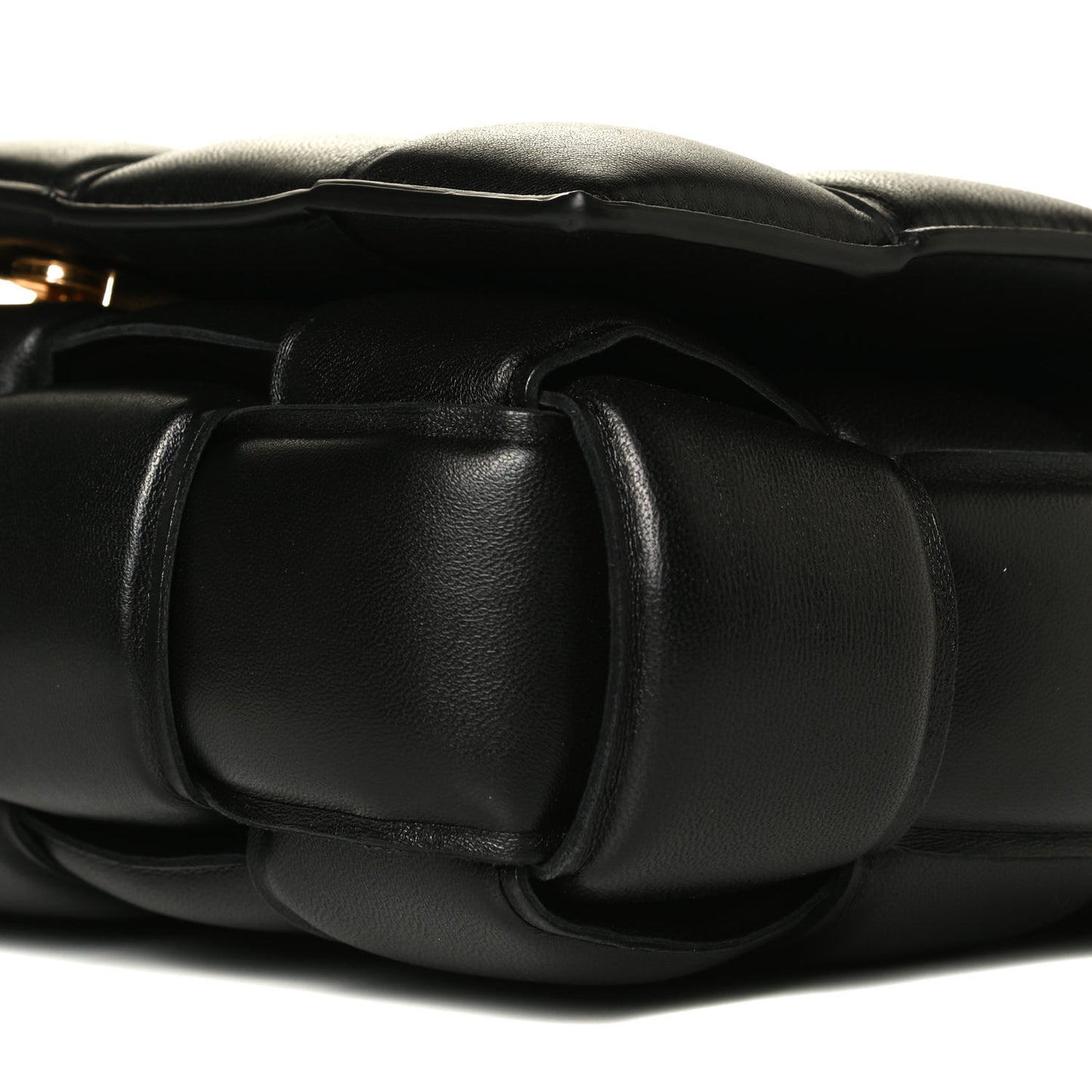 Lambskin Maxi Intreccio Padded Chain Cassette Crossbody Bag Black