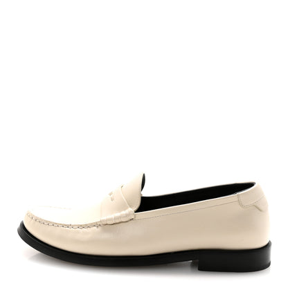 Saint Laurent Calfskin Penny Loafers 38 Pearl 1 of 10