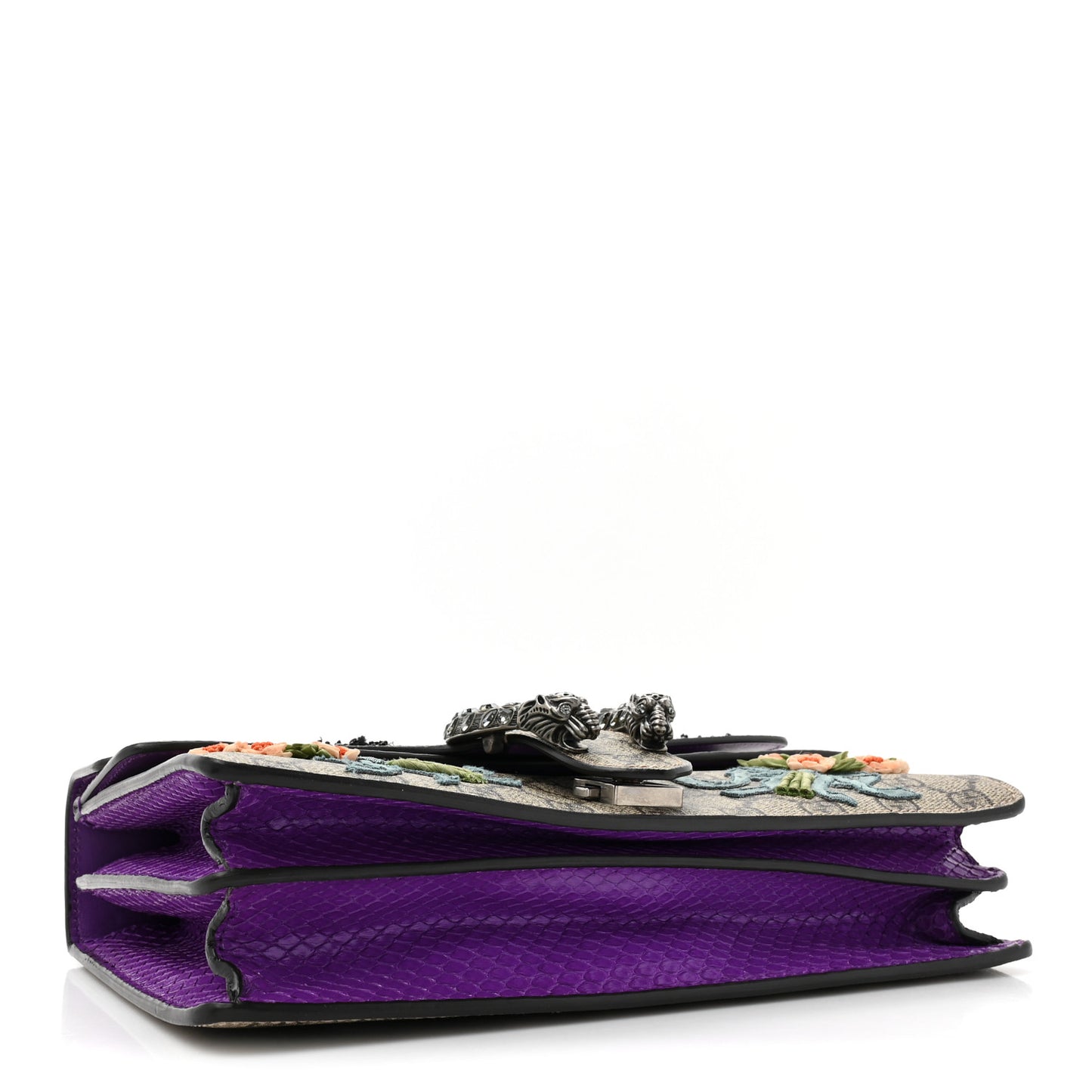 GG Supreme Monogram Snakeskin Bat Embroidered Small Dionysus Shoulder Bag Purple
