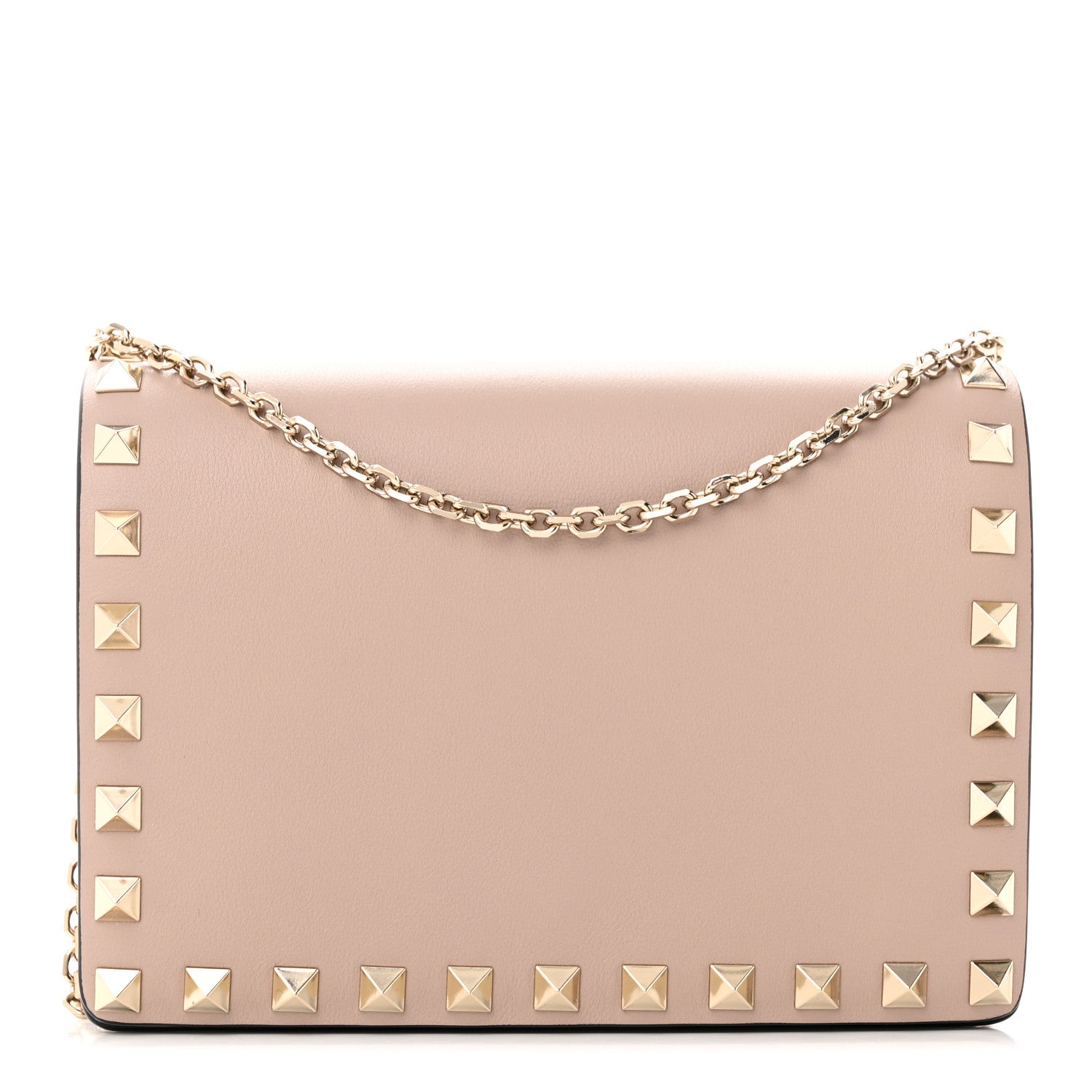 Valentino Garavani Calfskin Rockstud Chain Pouch Poudre 1 of 14