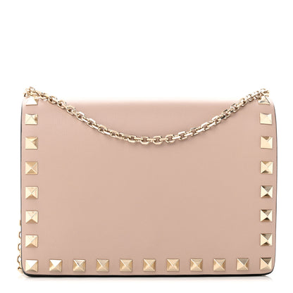 Valentino Garavani Calfskin Rockstud Chain Pouch Poudre 1 of 14
