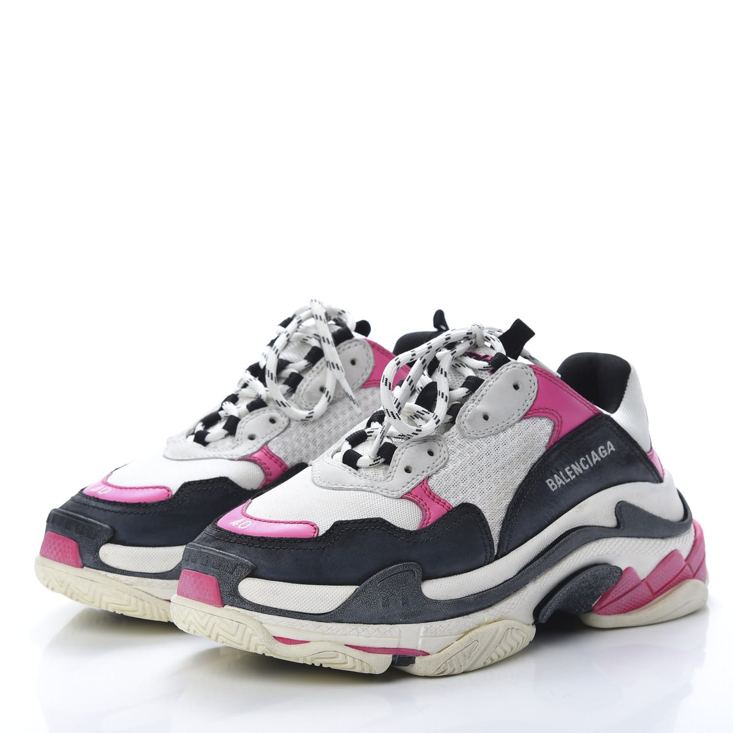 Fabric Mesh Womens Triple S Sneakers 40 Rose Fluo Black White