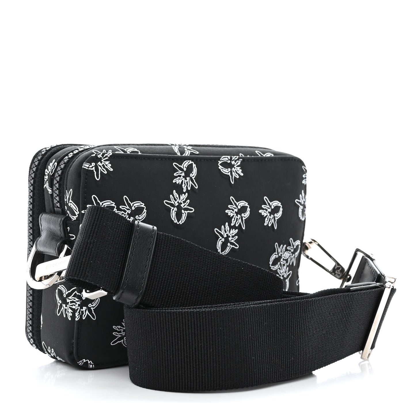 Calfskin Double Zip Crossbody Black White