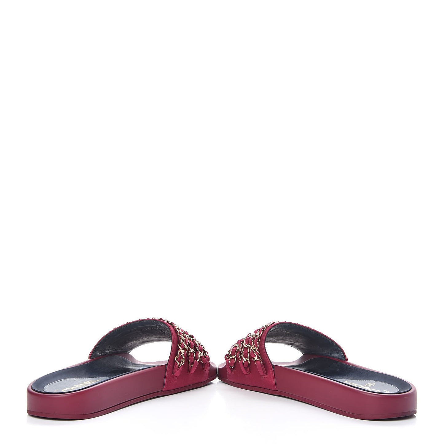 Satin Chain Flat Sandals 39 Dark Fuchsia