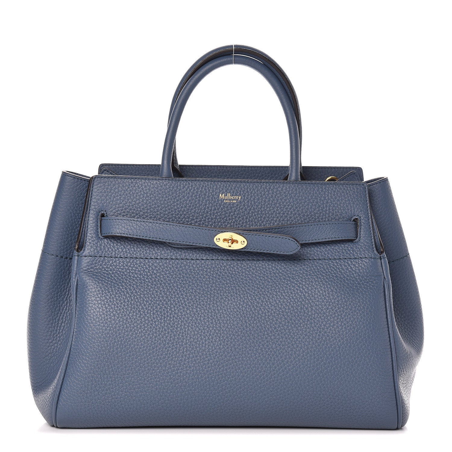 Mulberry Classic Grain Calfskin Belted Bayswater Tote Blue 1 of 10