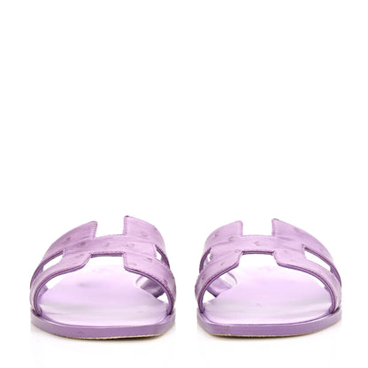 Hermes Ostrich Oran Sandals 38.5 Violet 2 of 9