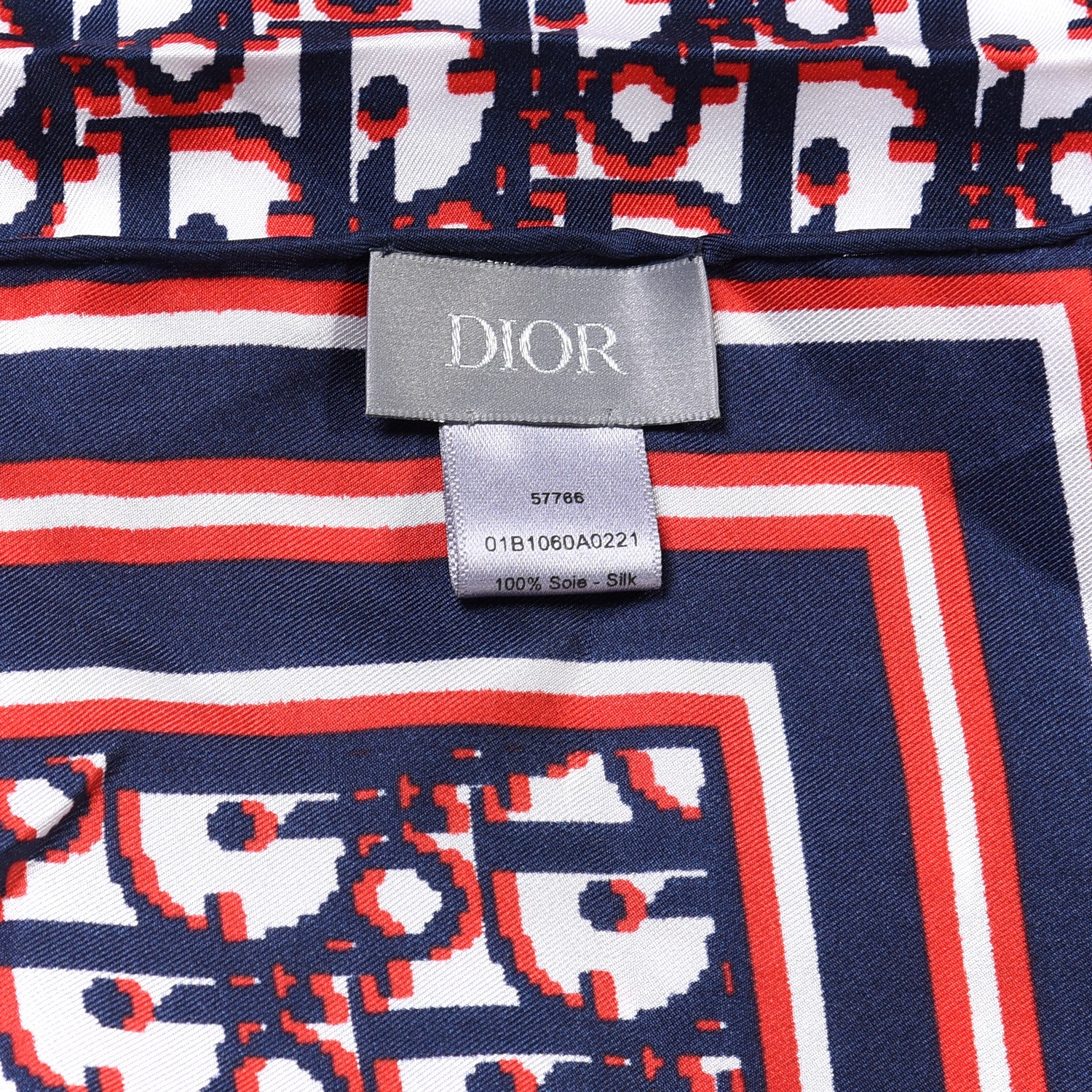 Christian Dior Silk Oblique Scarf Blue Red 3 of 3