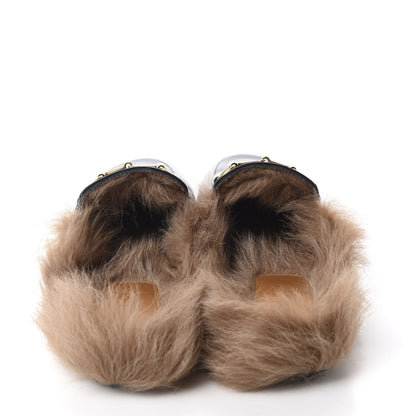Gucci Malaga Kid Fur Womens Princetown Slippers 39 Blue Agata 5 of 9