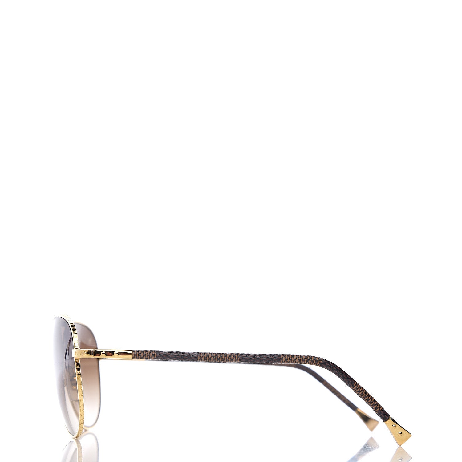 Louis Vuitton Damier Ebene Conspiration Pilote Aviator Sunglasses Z0202U Gold 3 of 8