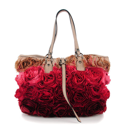 Valentino Garavani Silk Rosier Small Tote Pink Red 1 of 8