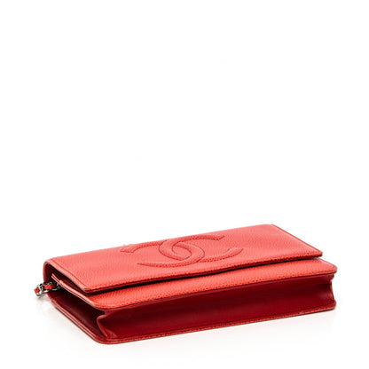 Chanel Caviar Timeless CC Wallet On Chain WOC Coral 4 of 8