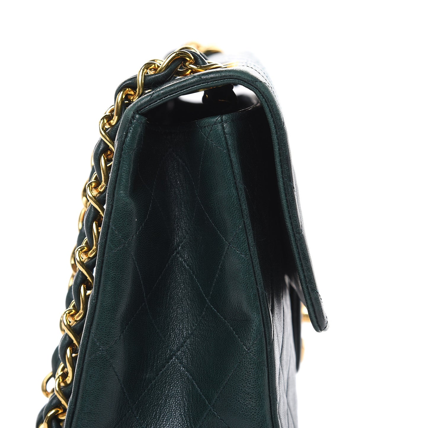 Lambskin Quilted XL Jumbo Single Flap Green