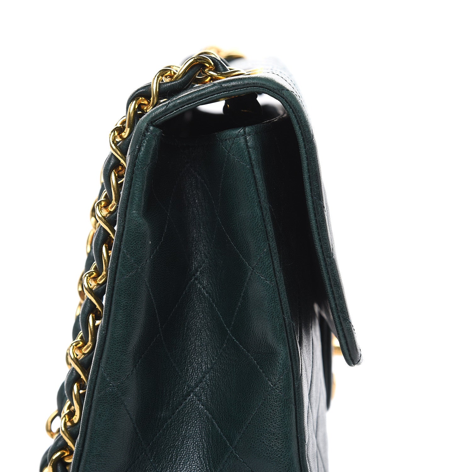 Chanel Lambskin Quilted XL Jumbo Single Flap Green 12 of 18