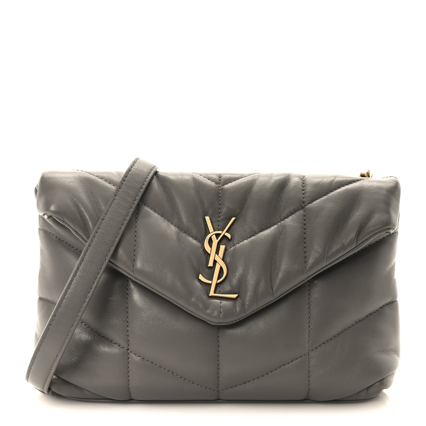 Lambskin Quilted Toy Loulou Puffer Monogram Chain Satchel Fog