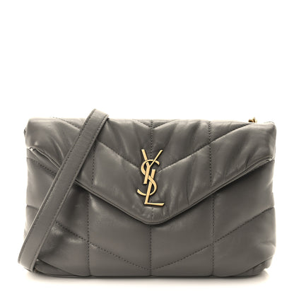 Saint Laurent Lambskin Quilted Toy Loulou Puffer Monogram Chain Satchel Fog 1 of 11