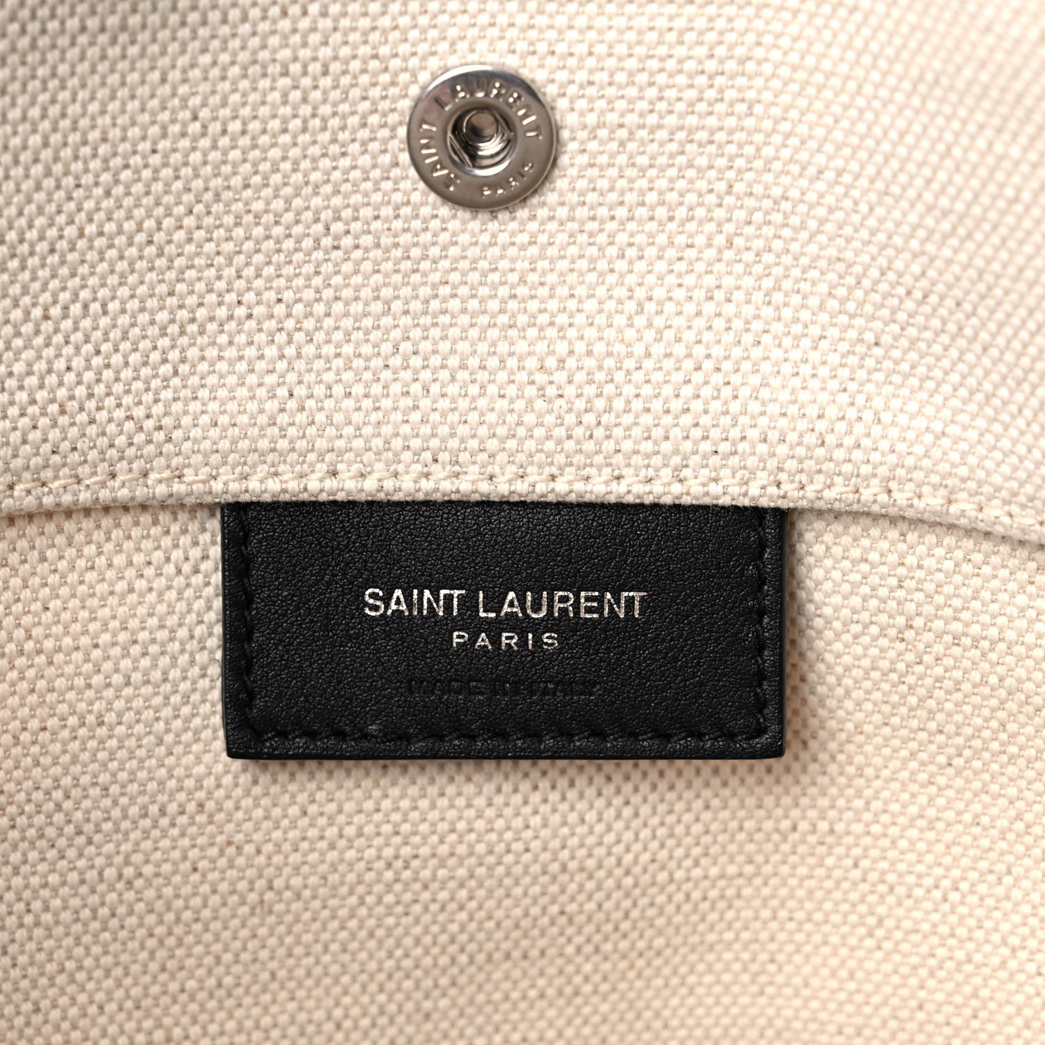 Saint Laurent Linen Calfskin Rive Gauche Bucket Bag Greggio Natural 7 of 13