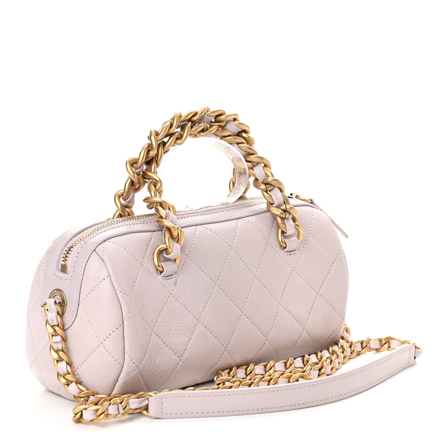 Chanel Shiny Lambskin Quilted Small Fashion Therapy Bowling Bag Lilac 4 of 11