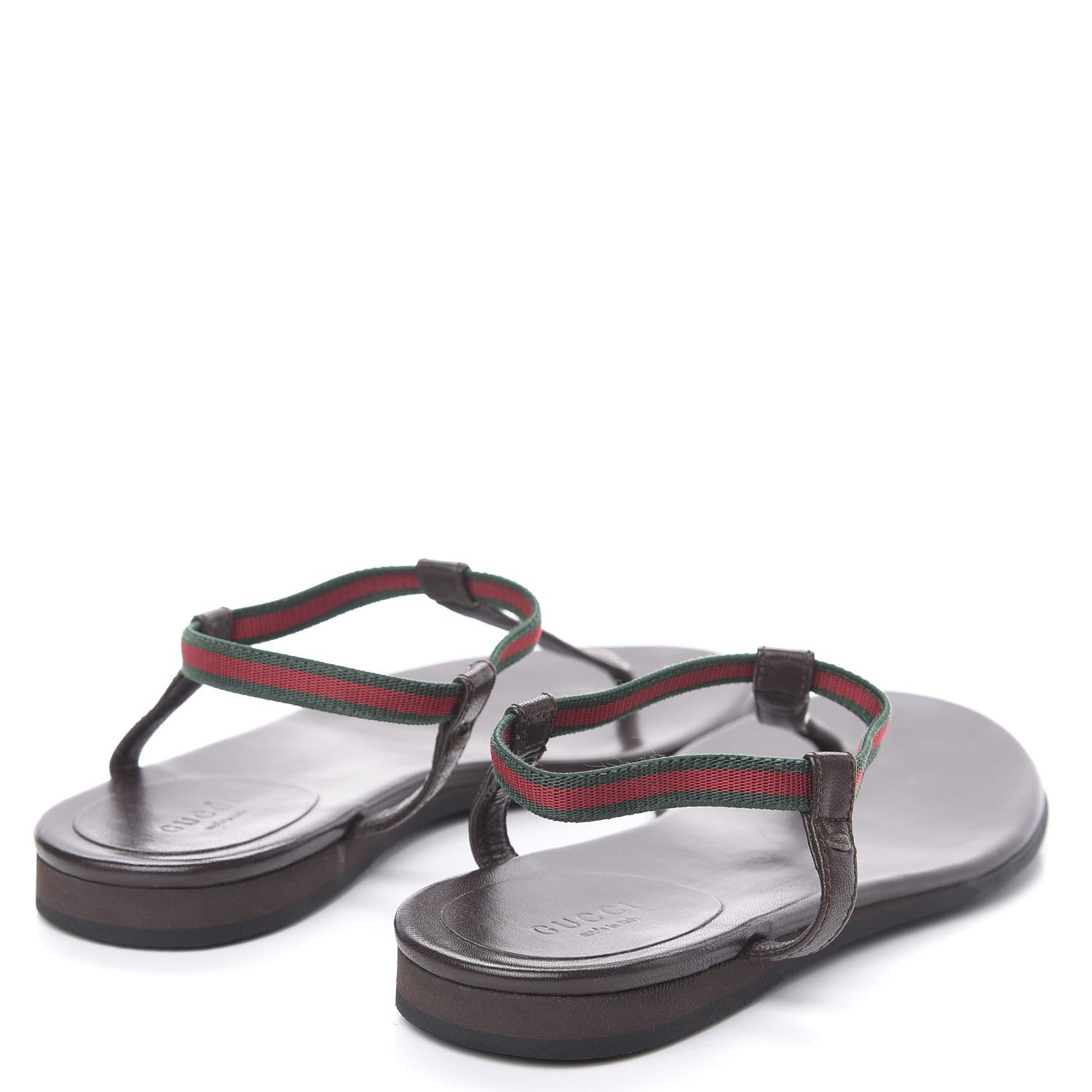 Gucci Calfskin Web Thong Sandals 35.5 Brown 4 of 7