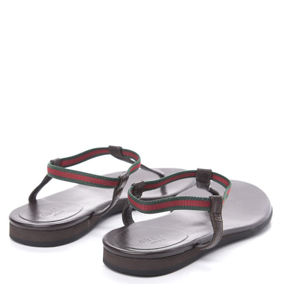Gucci Calfskin Web Thong Sandals 35.5 Brown 4 of 7