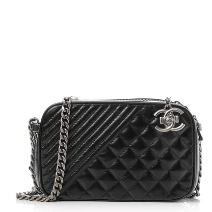 Chanel Glazed Calfskin Small Coco Boy Camera Case Black 1 of 8