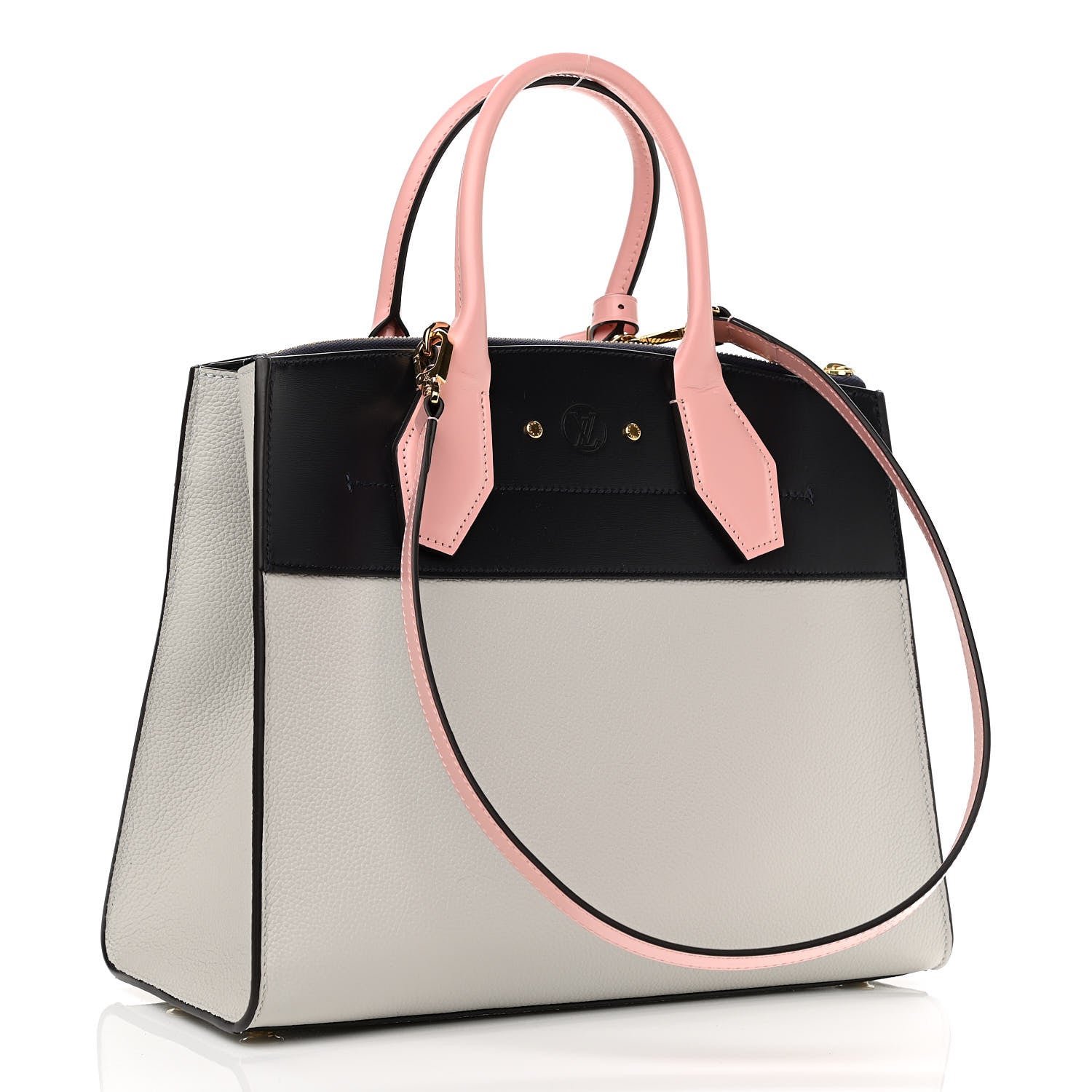 Louis Vuitton Calfskin City Steamer MM Gris Antartica Navy Rose Doux 3 of 9