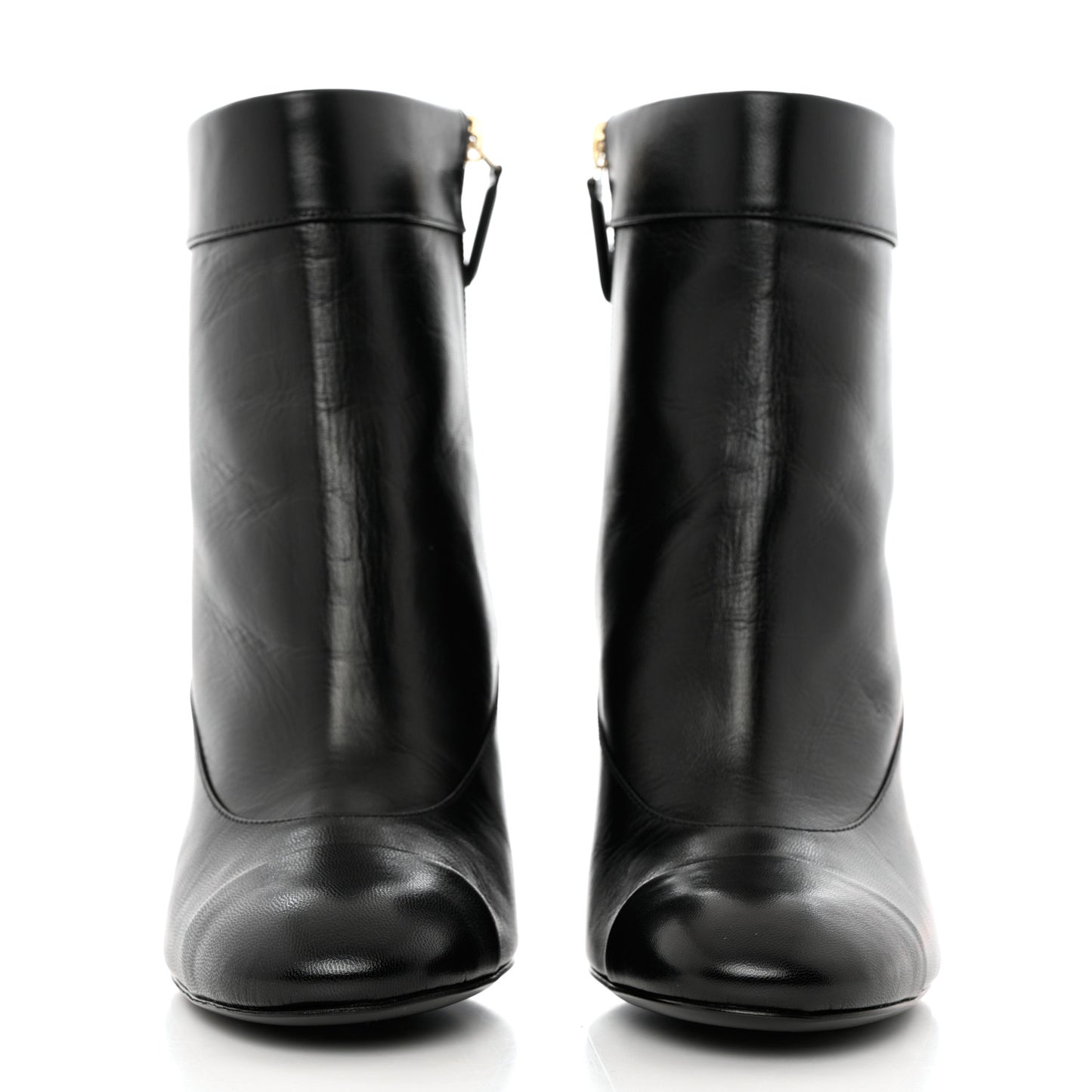 Goatskin Pearl Cap Toe Boots 36.5 Black
