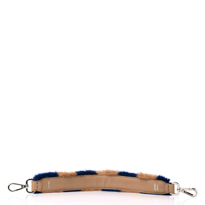 Fendi Vitello Dolce Mink Fur Pequin Mini Strap You Tobacco Blue 2 of 4