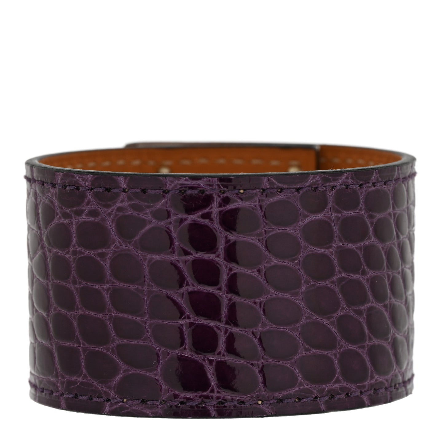 Shiny Alligator Kelly Dog Cuff Amethyst