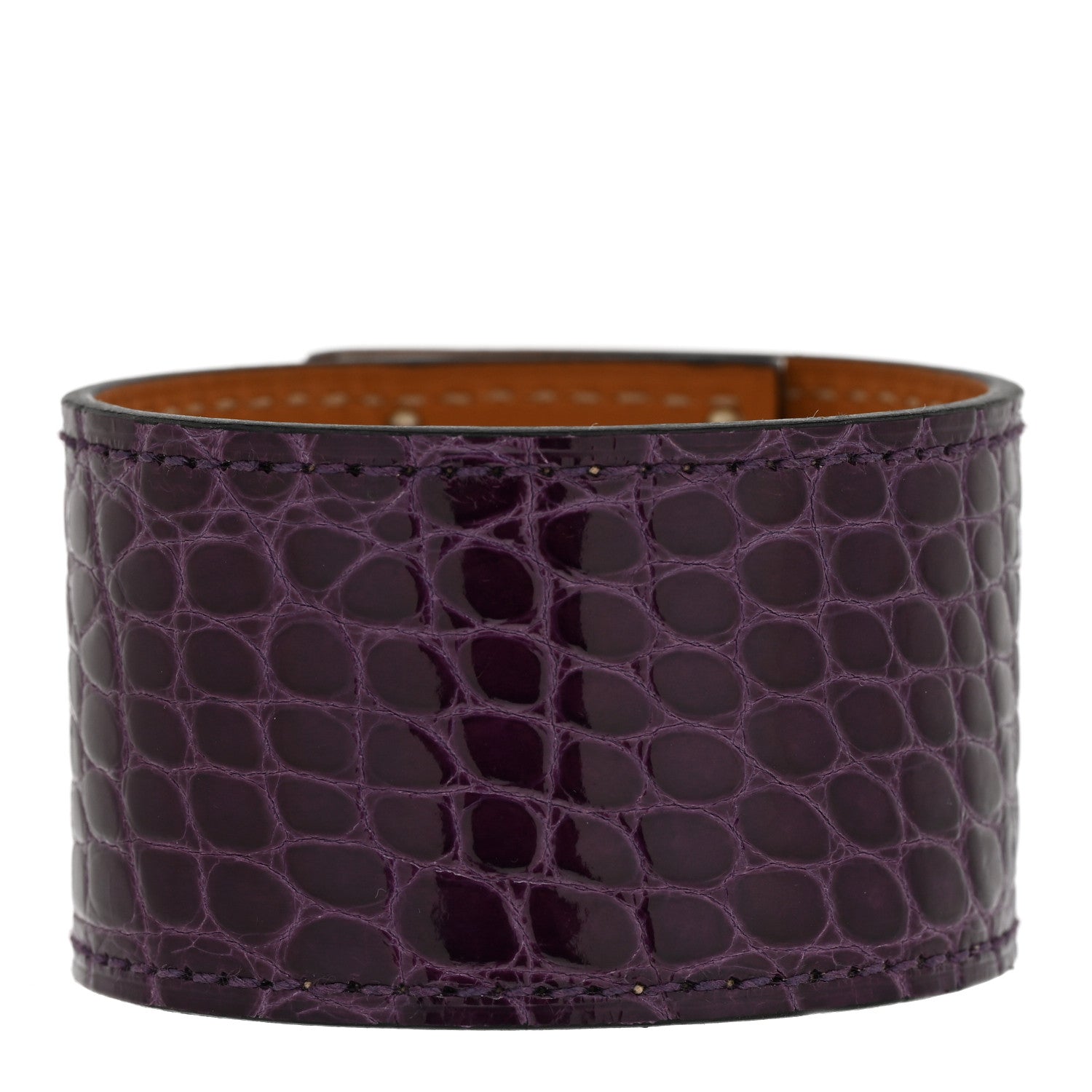 Hermes Shiny Alligator Kelly Dog Cuff Amethyst 3 of 5