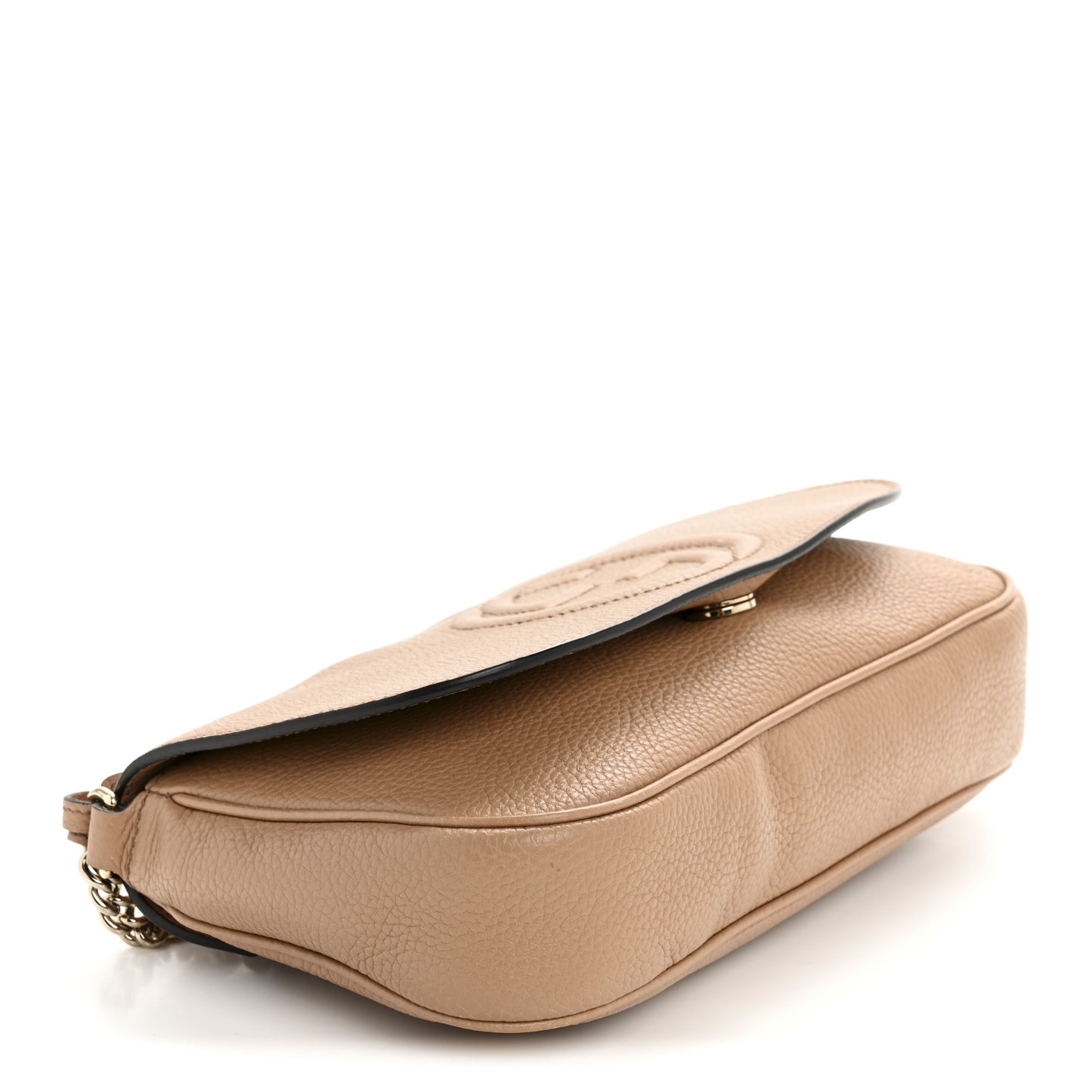 Pebbled Calfskin Medium Soho Flap Crossbody Camelia