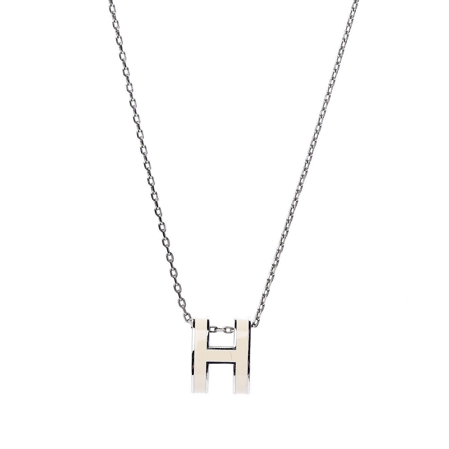 Lacquered Palladium Pop H Pendant Necklace White