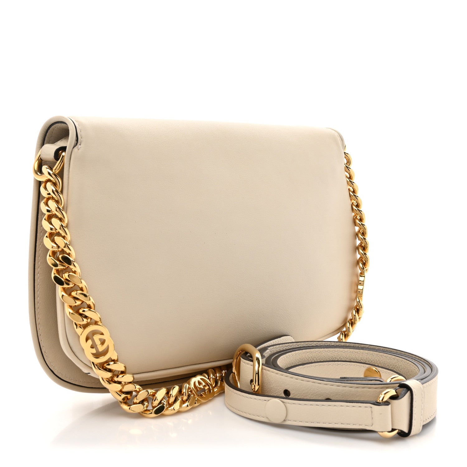 Gucci Roxy Calfskin Blondie Chain Shoulder Flap Bag Mystic White 3 of 12