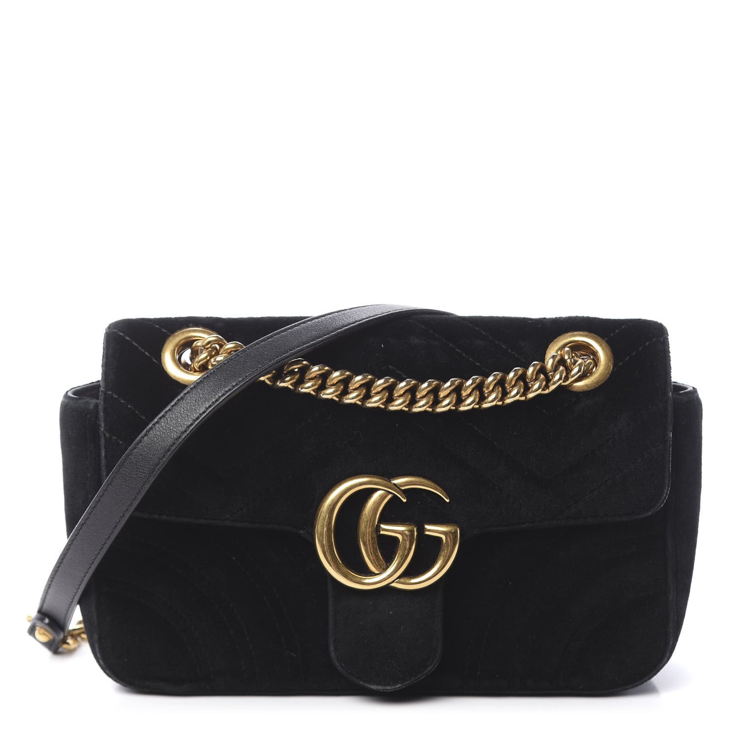 Velvet Matelasse Mini GG Marmont Shoulder Bag Black