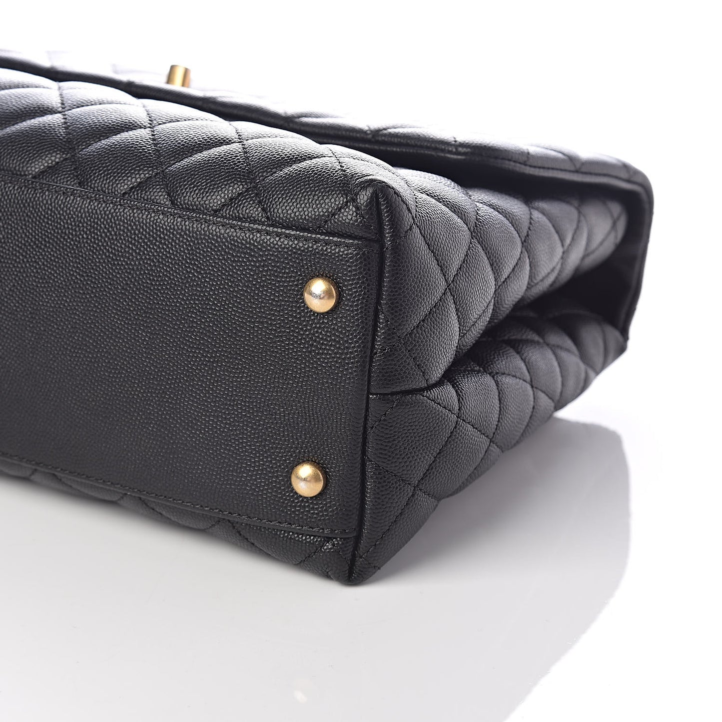 Caviar Elaphe Quilted Medium Coco Handle Flap Black Burgundy