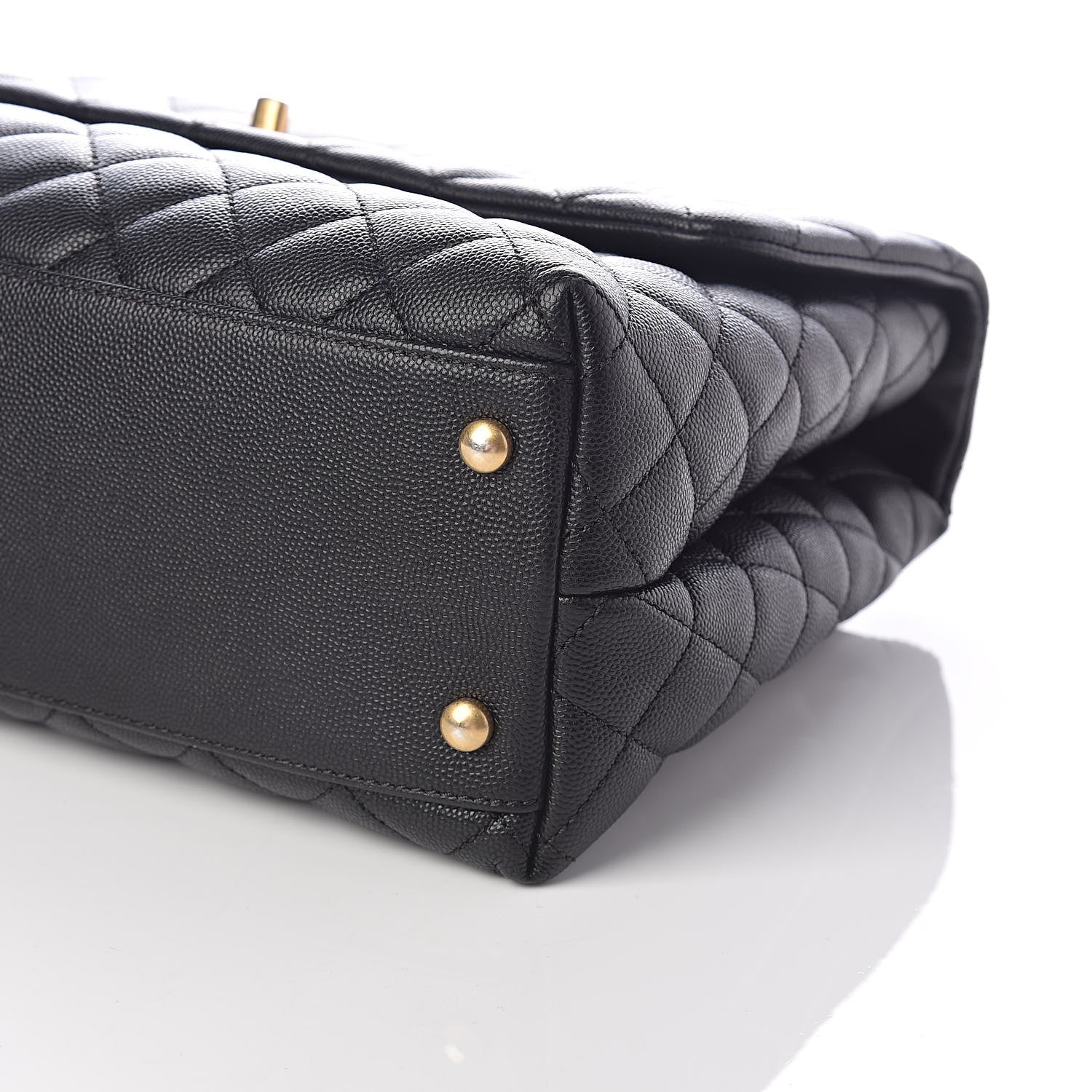 Chanel Caviar Elaphe Quilted Medium Coco Handle Flap Black Burgundy 10 of 11