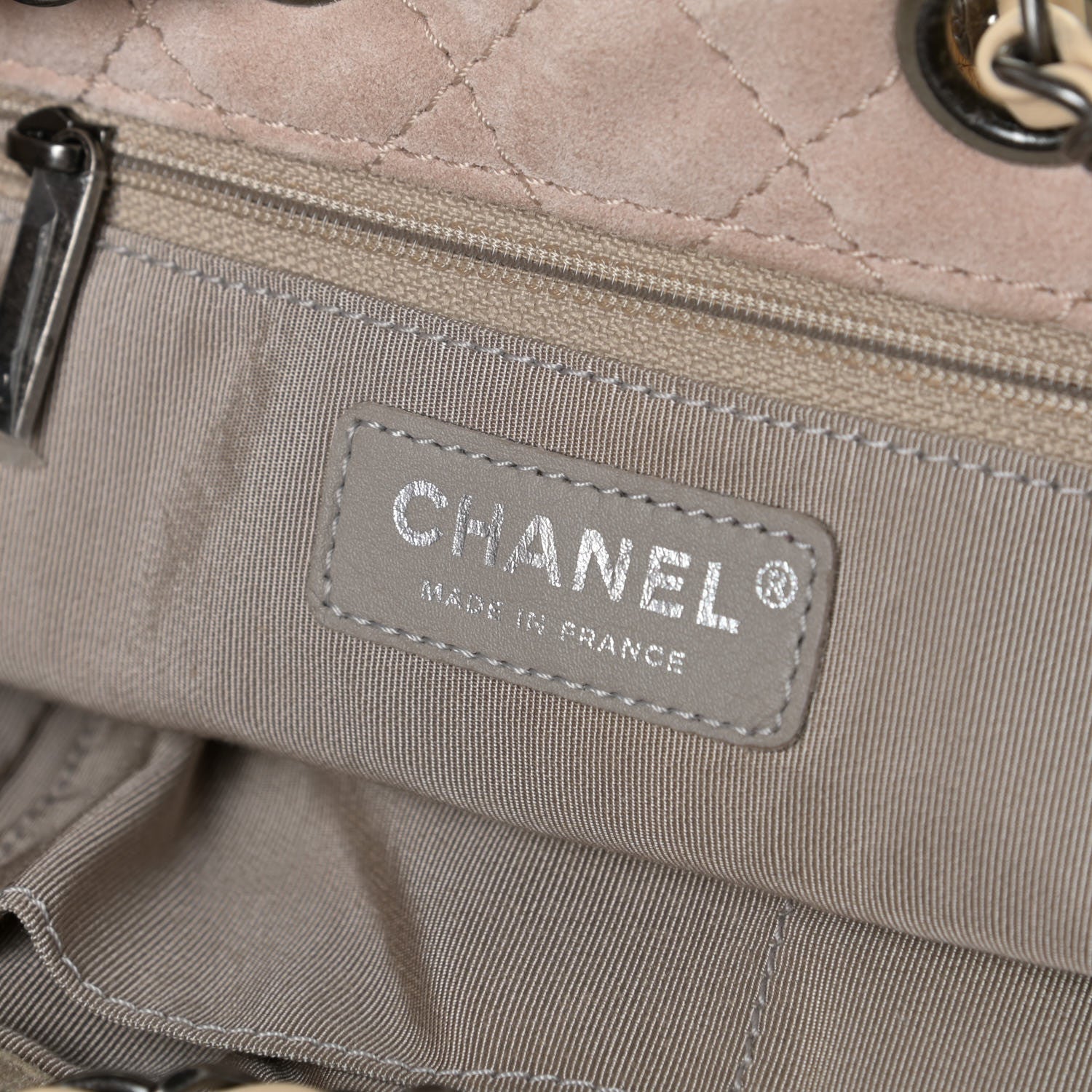 Chanel Suede Quilted Patchwork Drawstring Bag Blue Green Pink Beige 8 of 11