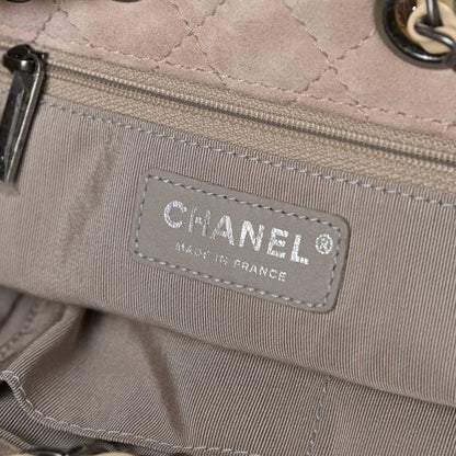 Chanel Suede Quilted Patchwork Drawstring Bag Blue Green Pink Beige 8 of 11