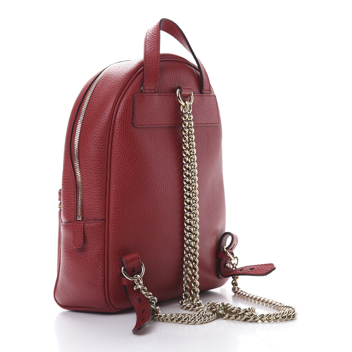 Gucci Pebbled Calfskin Soho Chain Backpack Hibiscus Red 2 of 13