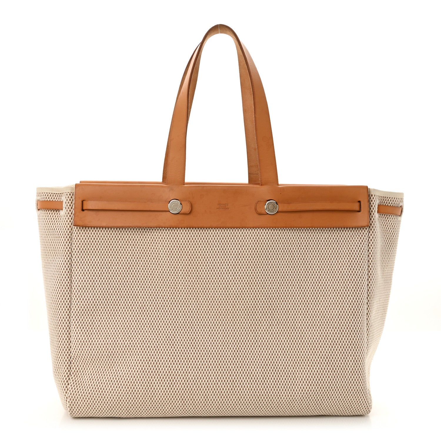 Hermes Toile Vache Hunter Herbag Cabas MM Natural 1 of 14