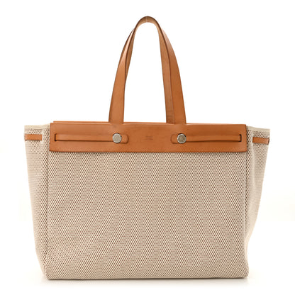 Hermes Toile Vache Hunter Herbag Cabas MM Natural 1 of 14
