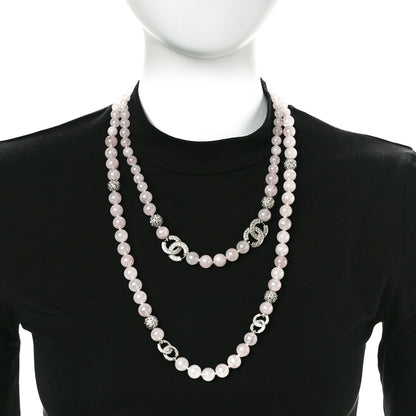 Chanel Beaded Crystal CC Long Necklace Pink 2 of 4