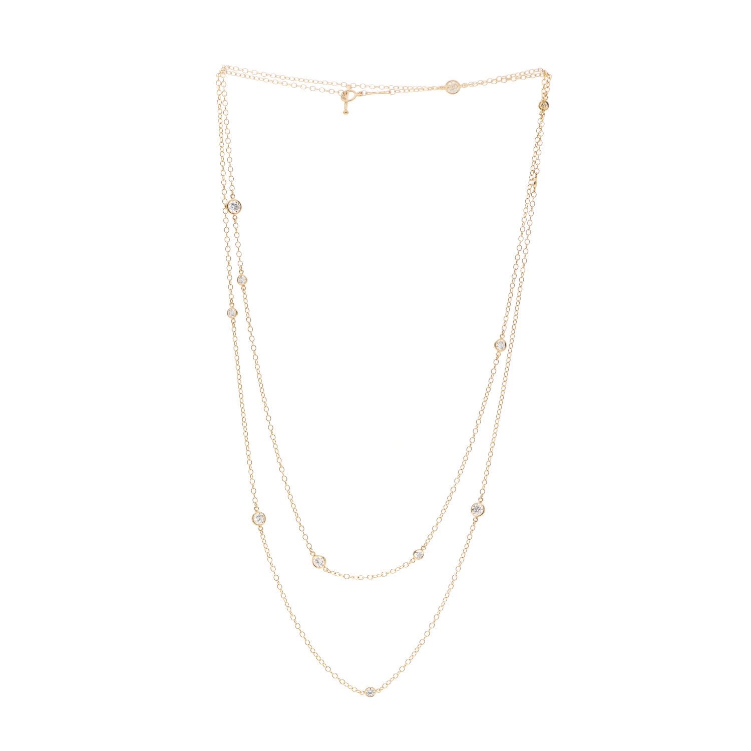 Tiffany 18K Yellow Gold 1.21ctw Elsa Peretti Diamonds by the Yard Sprinkle Necklace 3 of 7