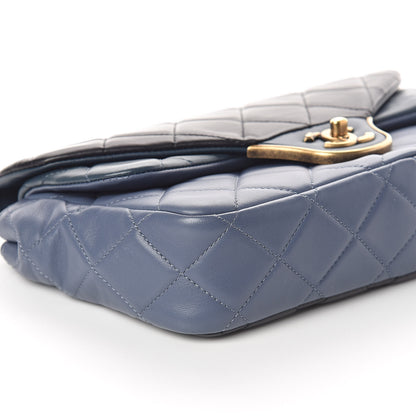 Chanel Lambskin Quilted Tri-Color Double Flap Blue Black Navy Blue 9 of 10