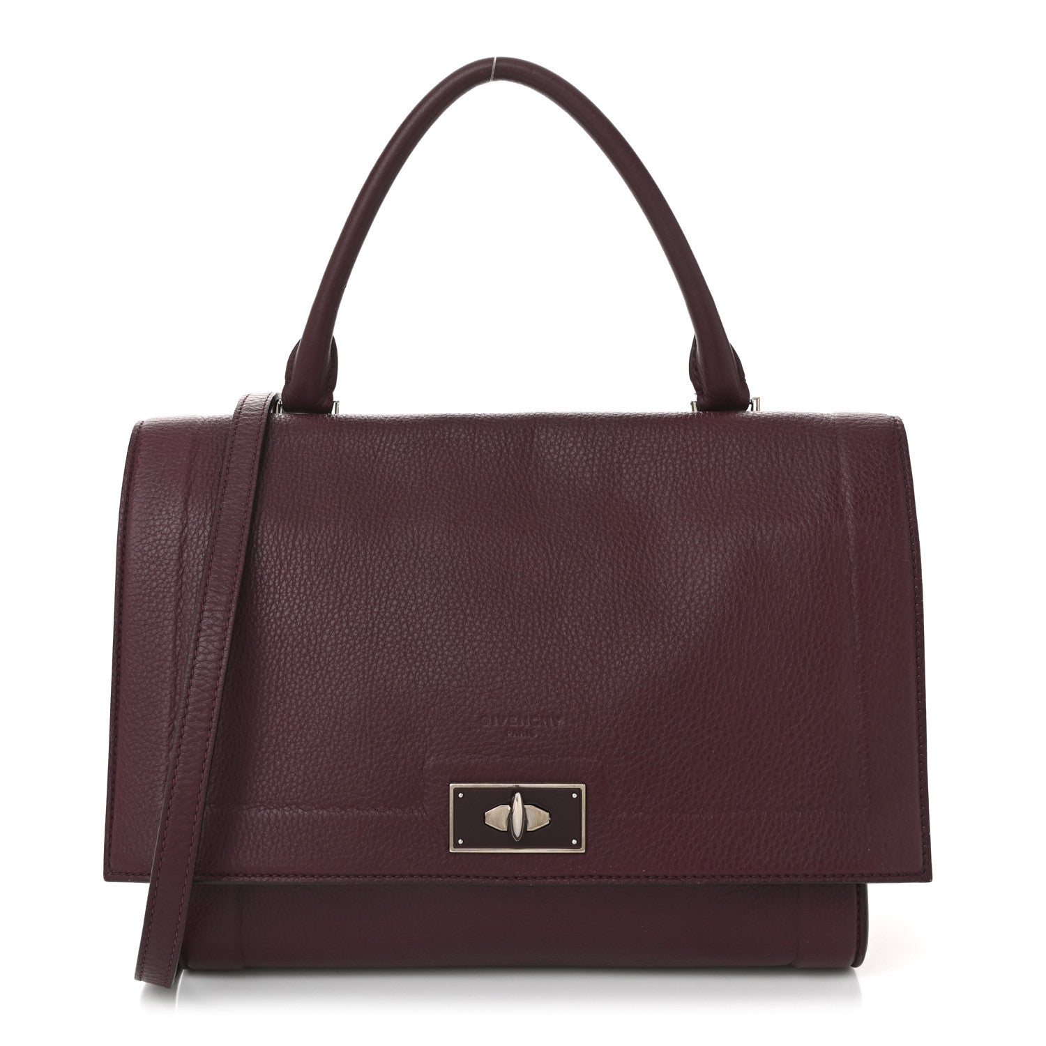 Givenchy Grained Calfskin Small Shark Lock Satchel Burgundy 2 of 19