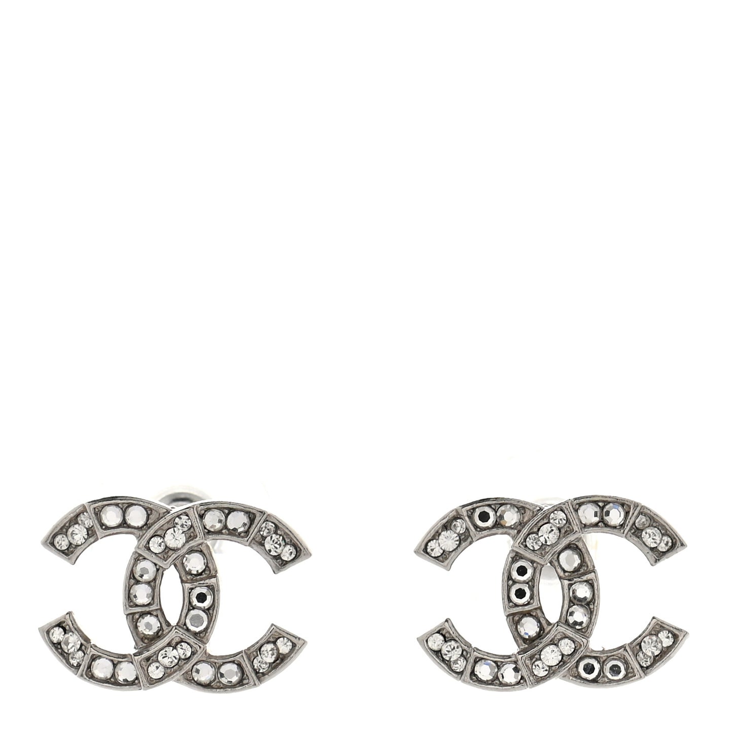 Crystal Large CC Earrings Silver